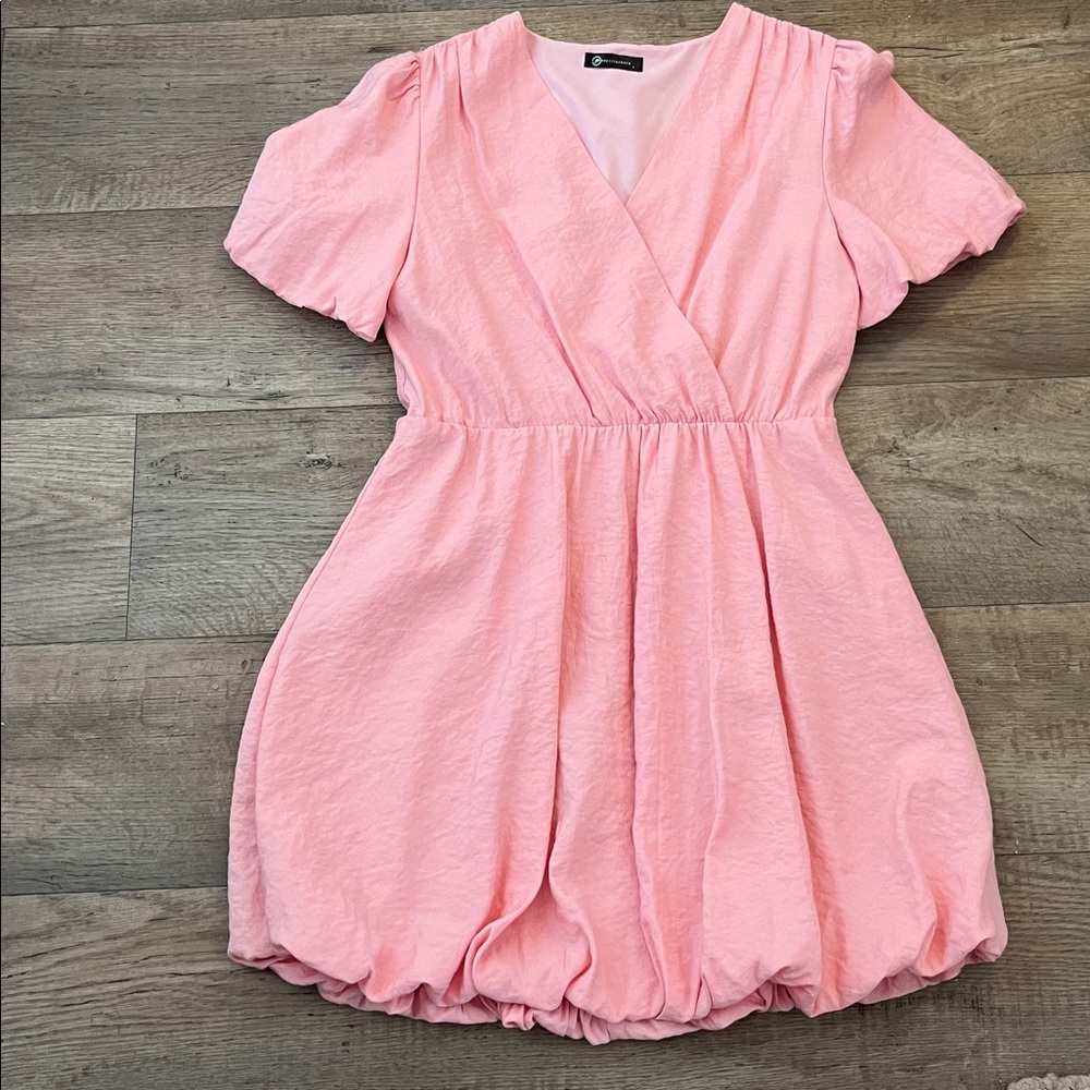 Pretty Garden Feminine Pink Short Sleeve Dress Size L
